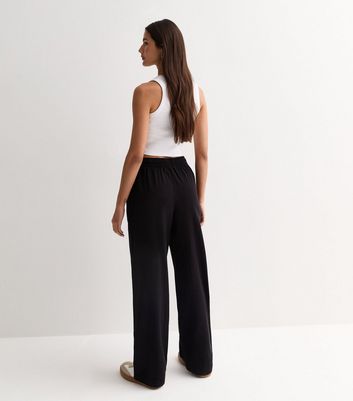 Black Cotton Twill Wide Leg Trousers New Look