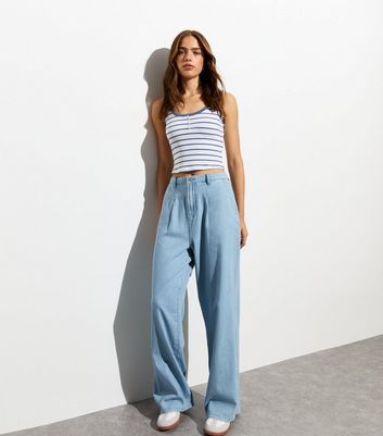 Light Blue High Waist Wide Leg Trousers New Look