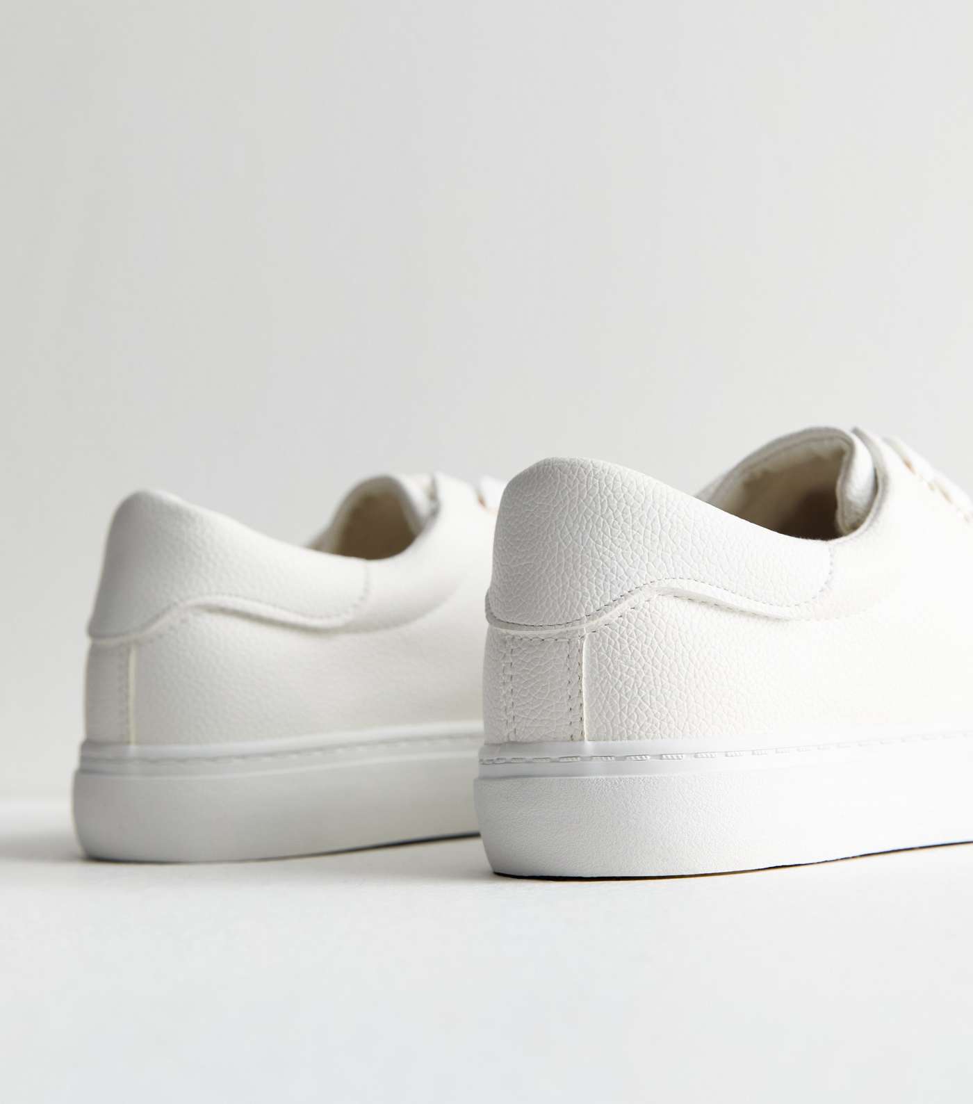 Wide Fit White Leather-Look Lace Up Trainers Image 4