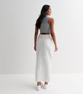 High waisted white on sale skirt grey pants