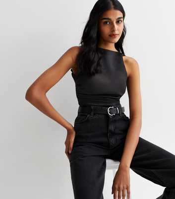 Urban Bliss Black Satin Backless Tie Top 