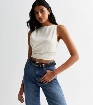 Backless satin store crop top