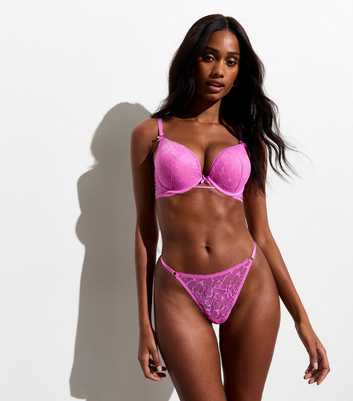 Bright Pink Butterfly Lace Boost Bra