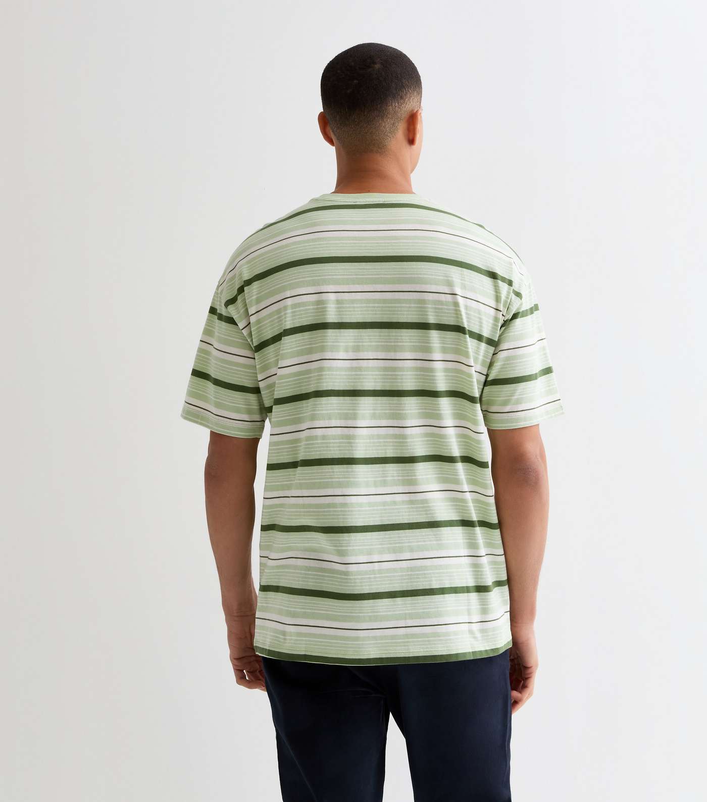 Green Stripe Cotton Oversized T-Shirt Image 4