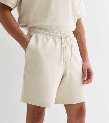 Cream Jersey Drawstring Shorts