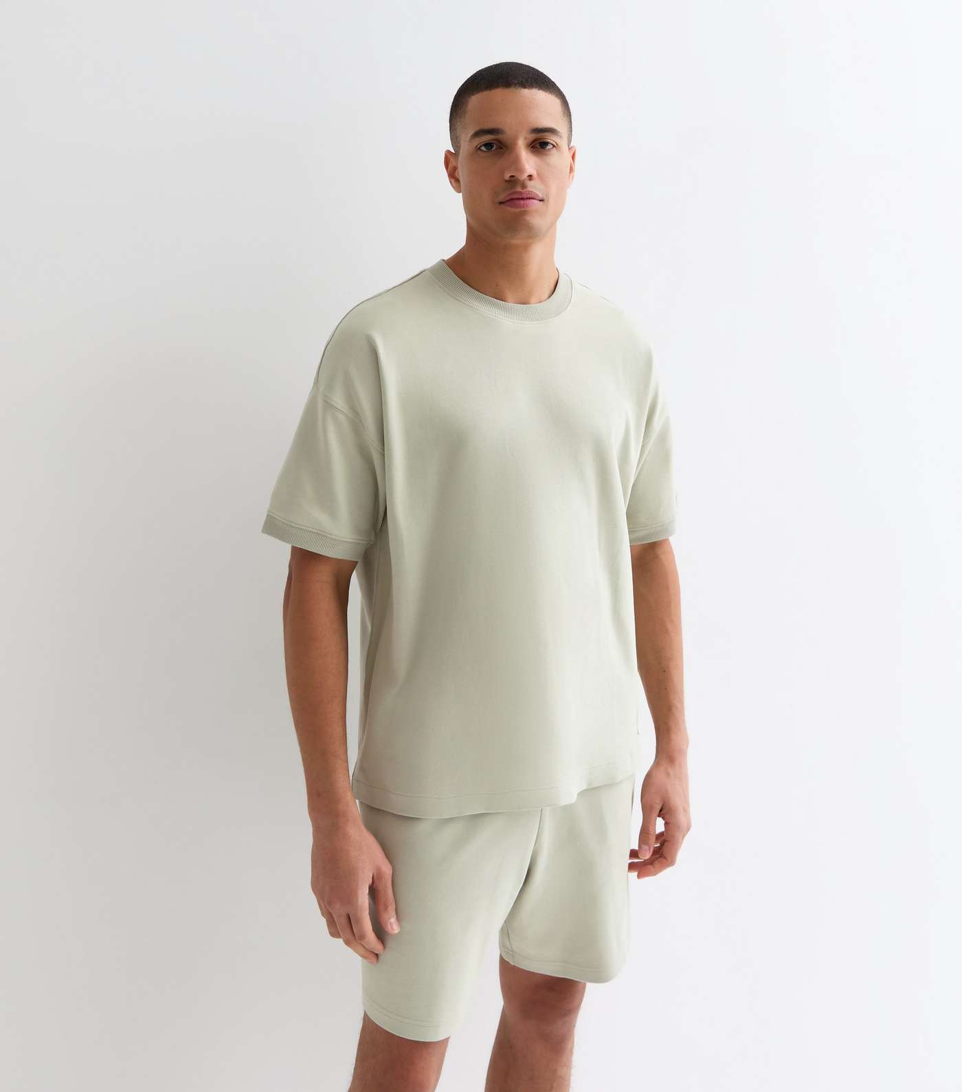 Light Green Relaxed Fit Premium Jersey Drawstring Shorts