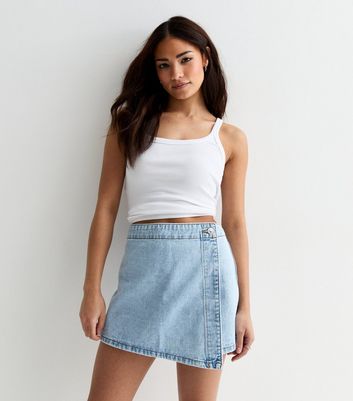 Petite denim wrap skirt best sale