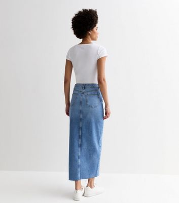 Tall Blue Denim Midi Skirt New Look