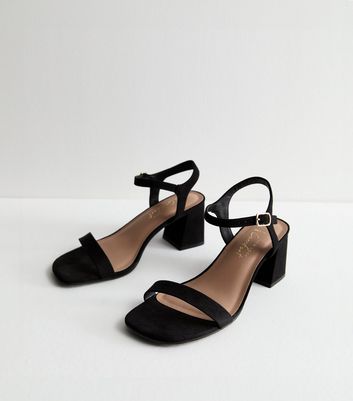 Black block heel sandals wide fit best sale