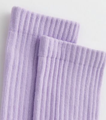 Lilac Ribbed Tube Socks New Look