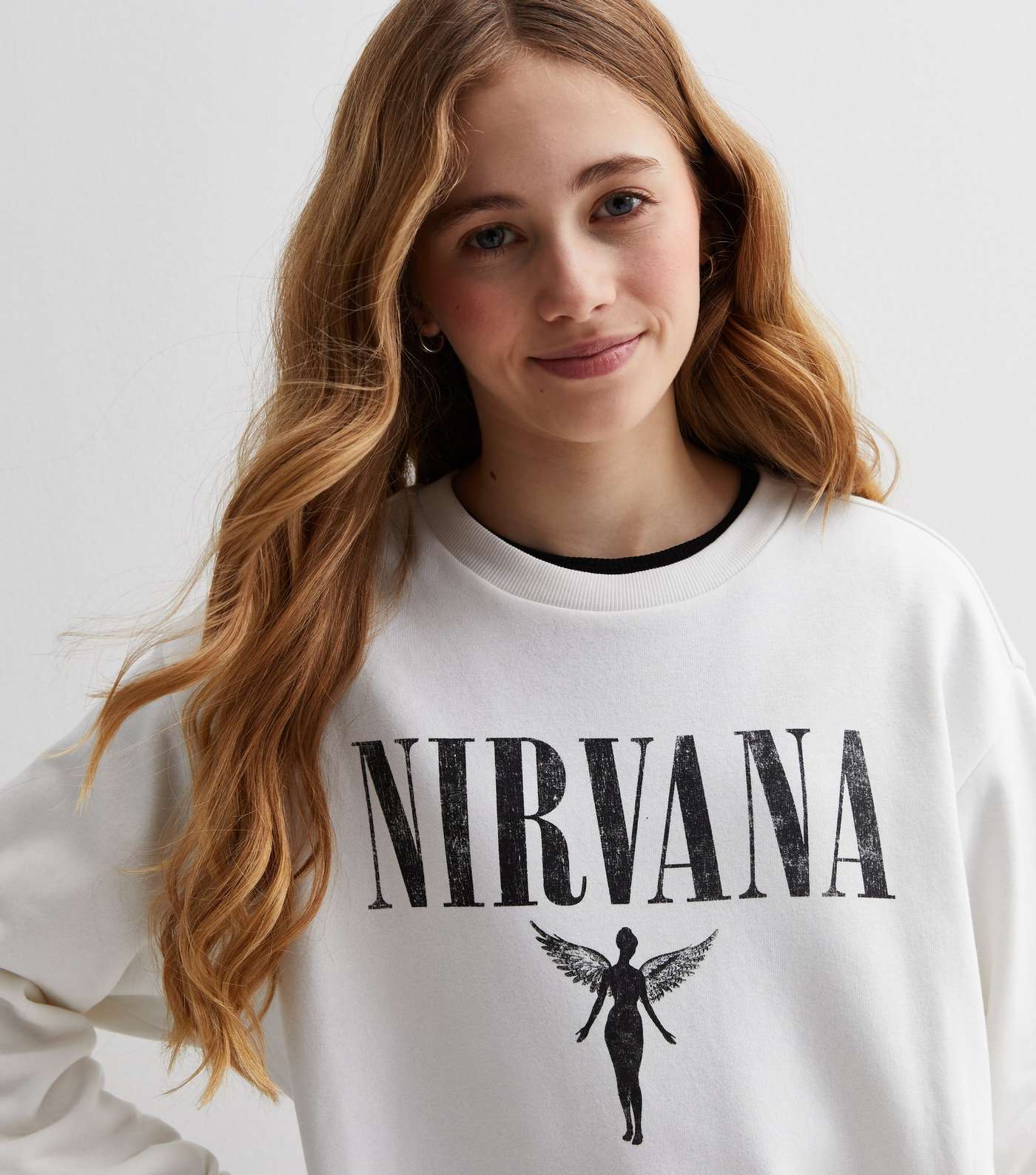 Girls Cream Nirvana Logo Longline Sweatshirt Image 2