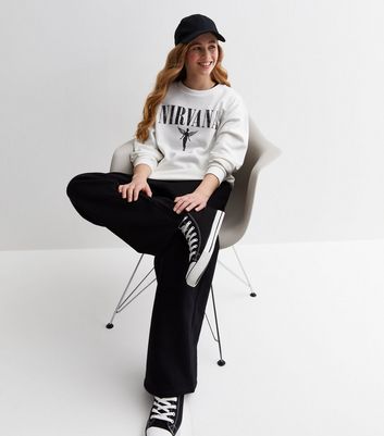 Girls Cream Nirvana Logo Longline Sweatshirt New Look