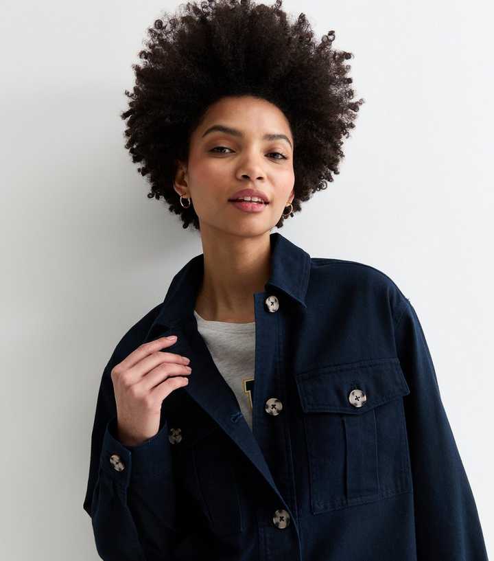 Tall Navy Long Sleeve Shacket