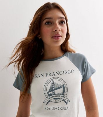 Girls Blue San Francisco Logo Raglan T-Shirt New Look