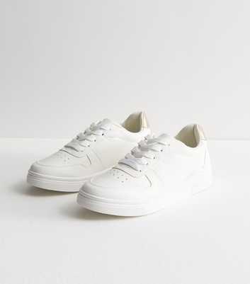 White Lace Up Chunky Trainers