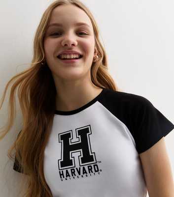 Girls Black Harvard Logo Raglan T-Shirt