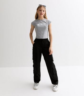 Girls Grey Marl New York City Logo Raglan T-Shirt New Look