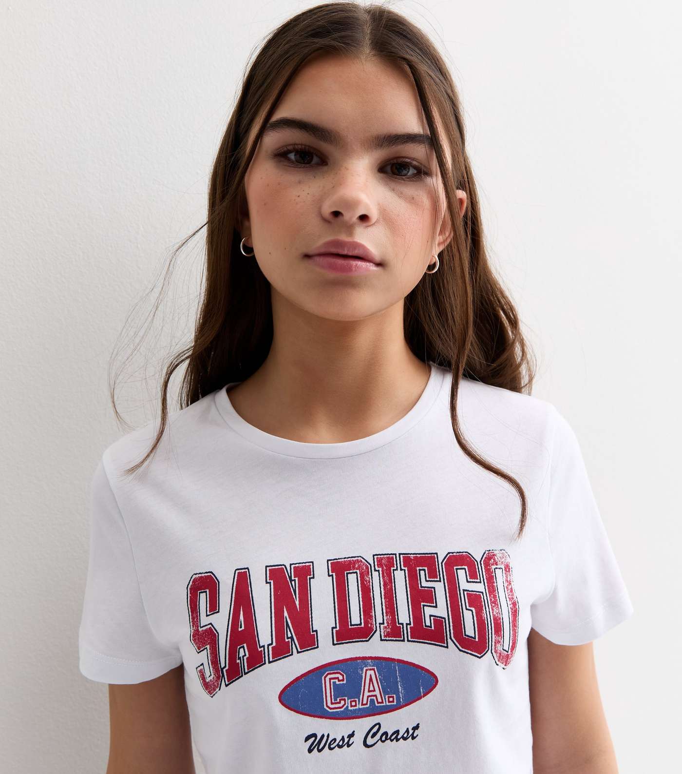 Girls White San Diego Logo T-Shirt Image 2