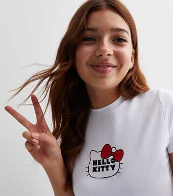 Girls White Hello Kitty Logo T-Shirt