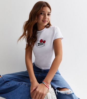 Girls White Hello Kitty Logo T-Shirt New Look
