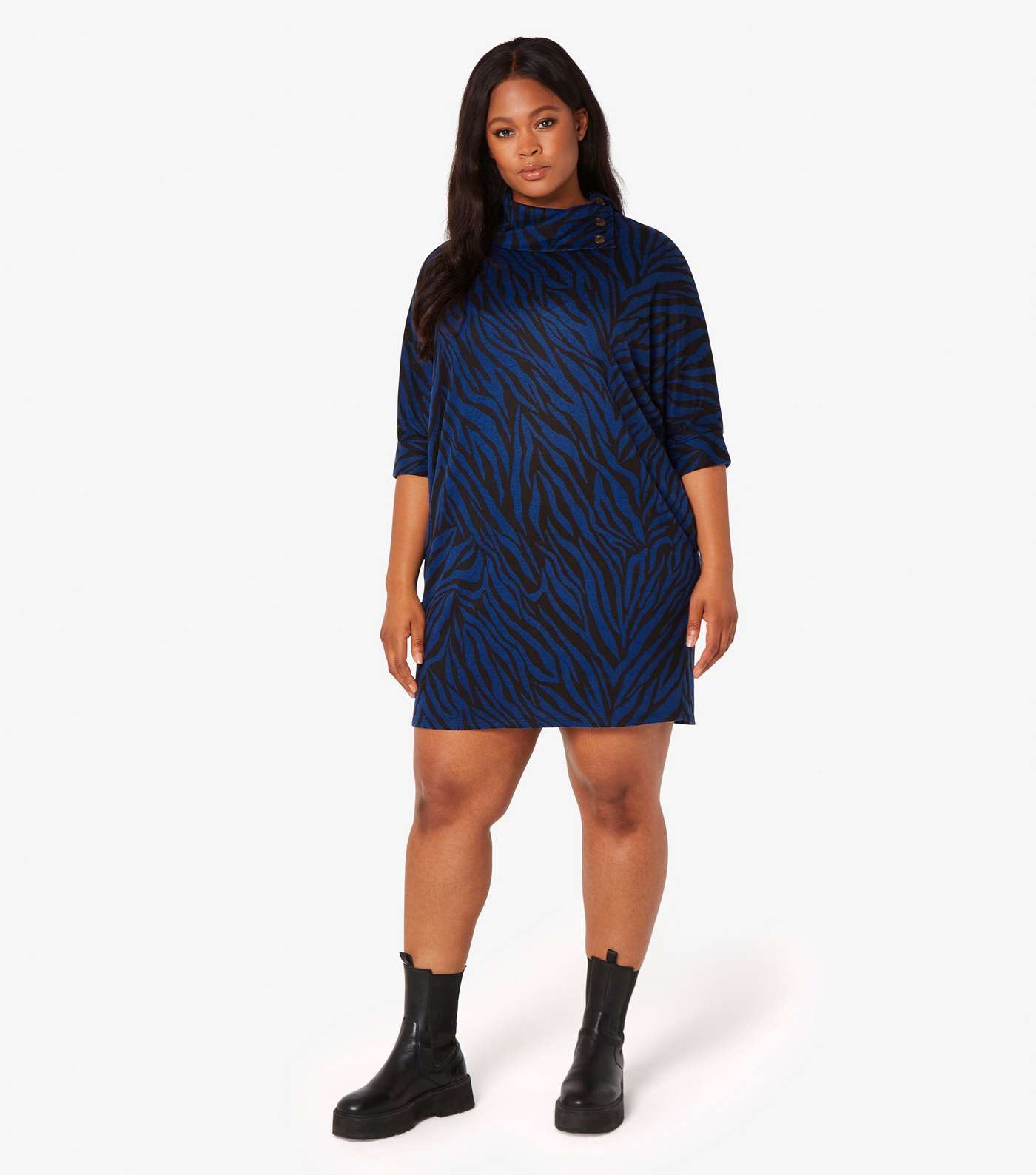 Apricot Curves Blue Zebra Print Mini Dress Image 2