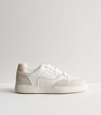 White Low Top Panelled Trainers New Look