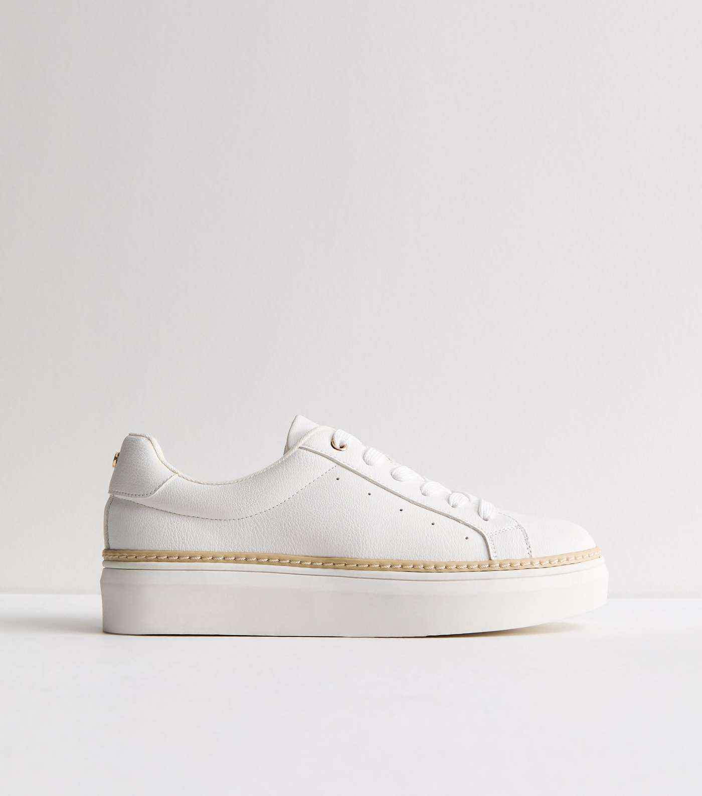 White Leather-Look Contrast Chunky Trainers Image 5