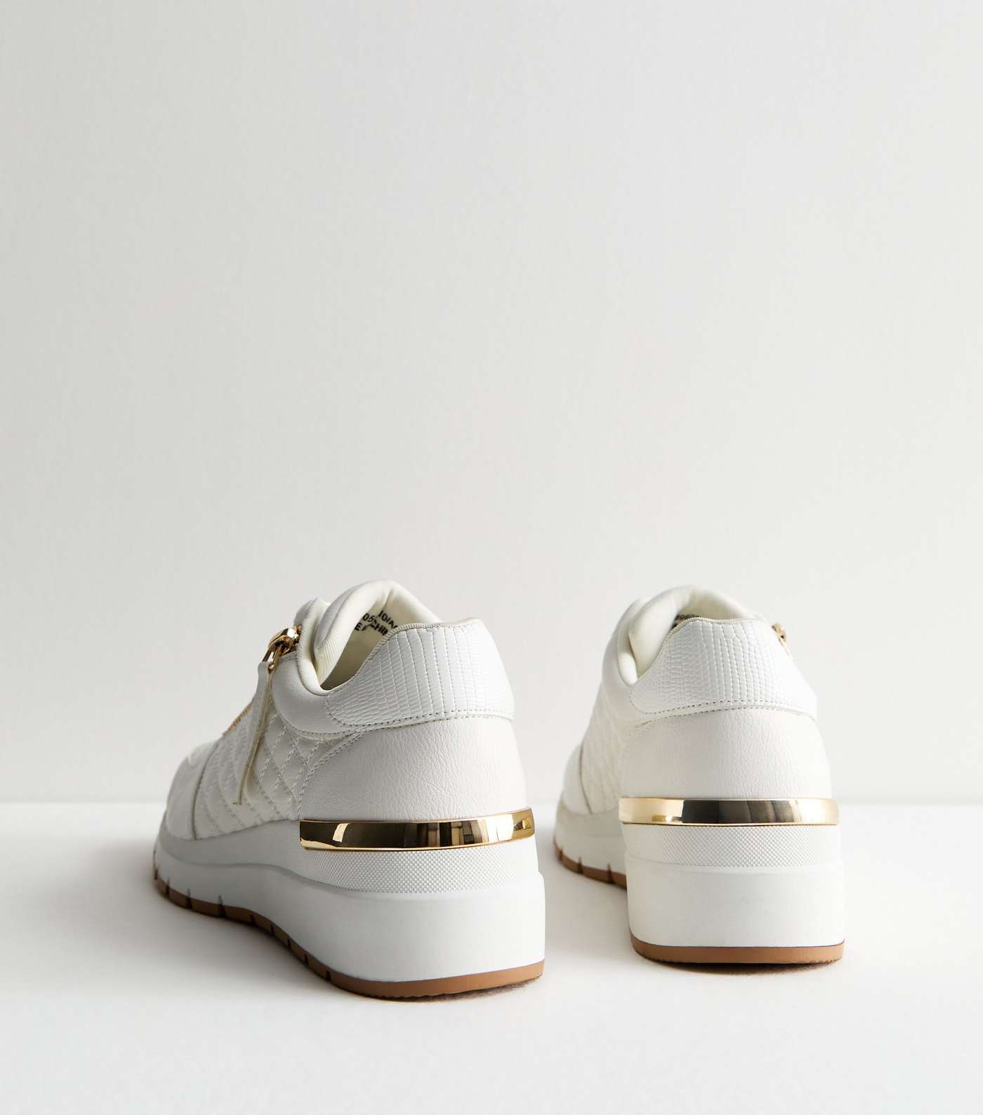 White Quilted Zip Detail Trainers  Image 4