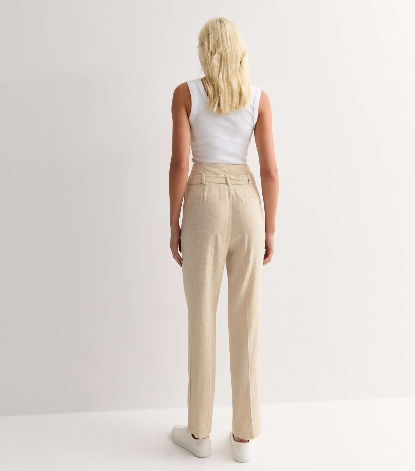 Tall Linen-Look Tailored Paperbag Trousers Image 4