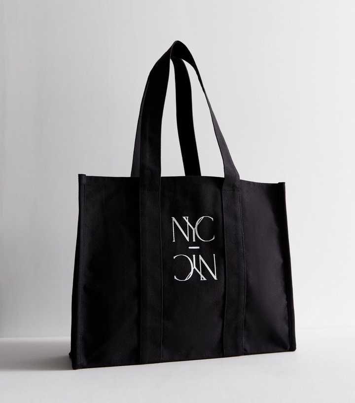 Black NYC Cotton Tote Bag