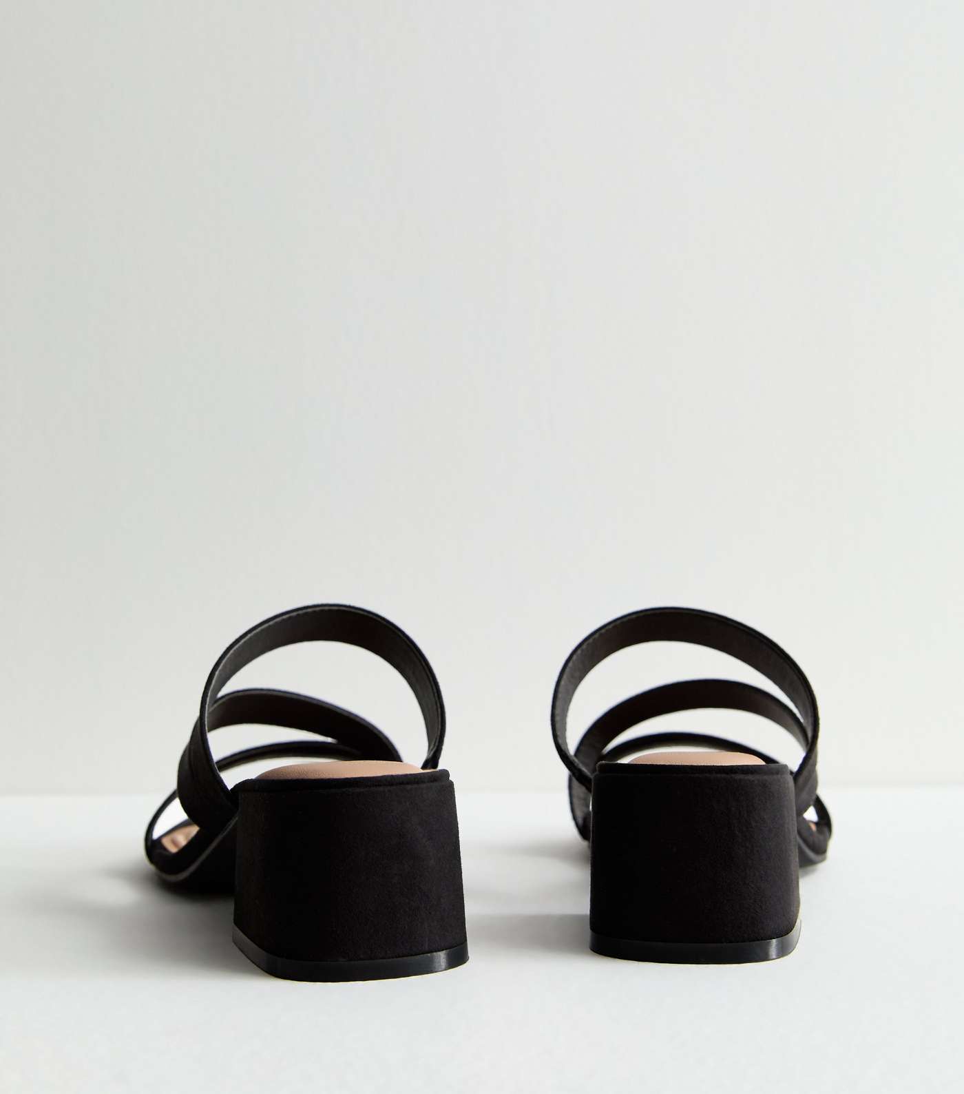 Black Suedette Strappy Block Heel Mule Sandals Image 4