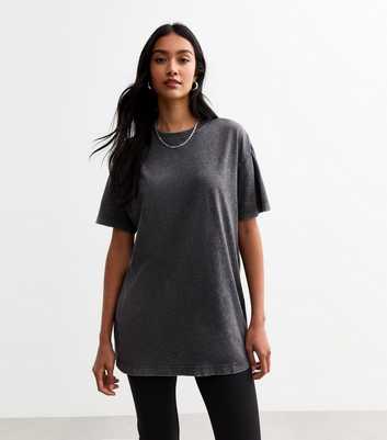 Grey Acid Wash Oversized T-Shirt 