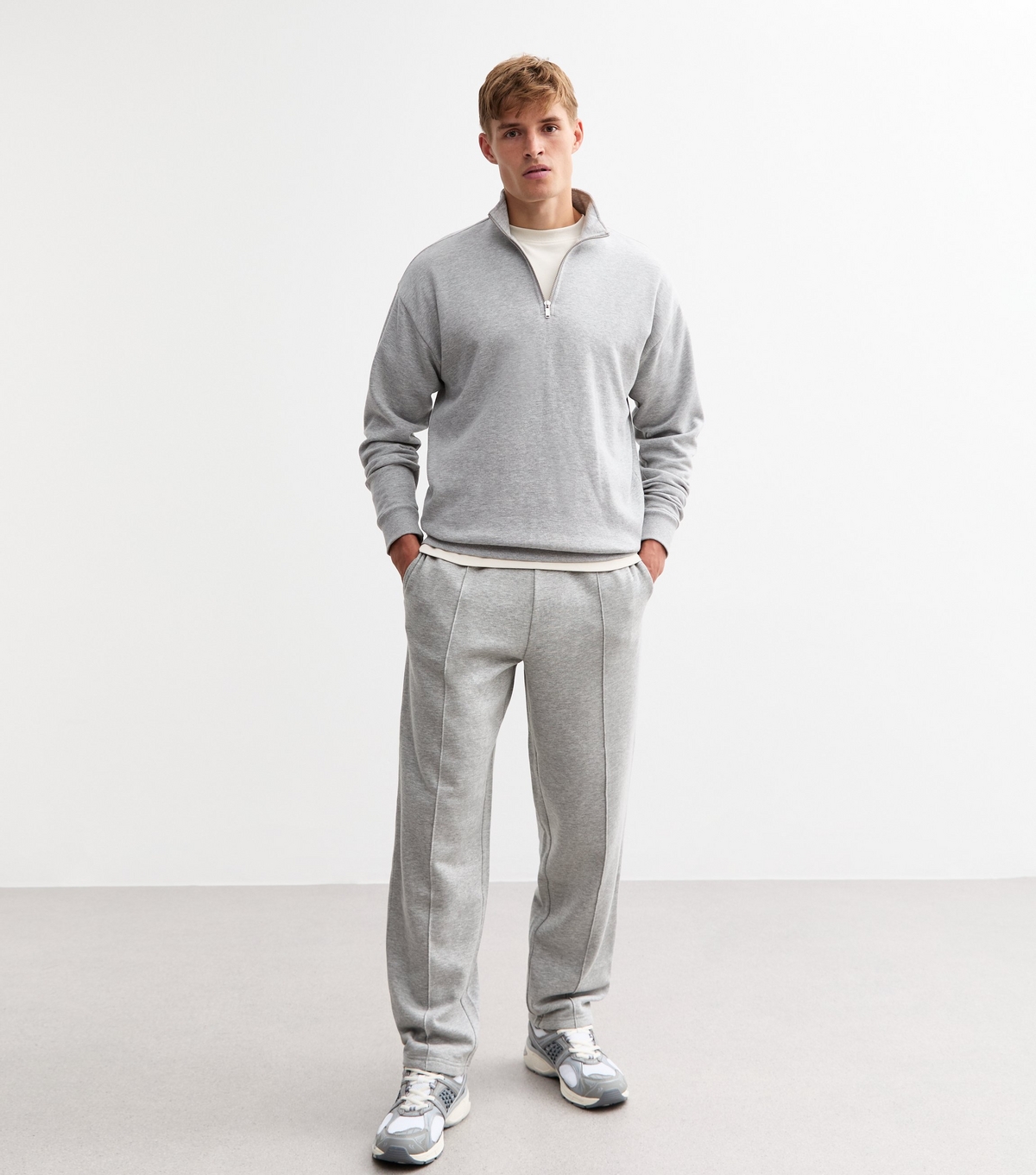 Men's Grey Marl Straight Leg Joggers New Look