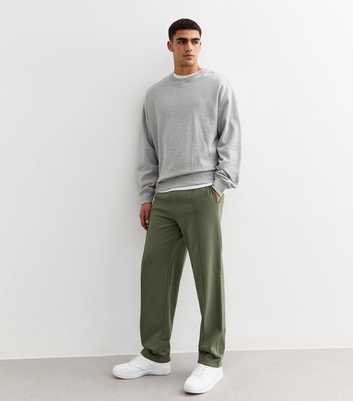 Khaki Straight Cotton Blend Joggers 