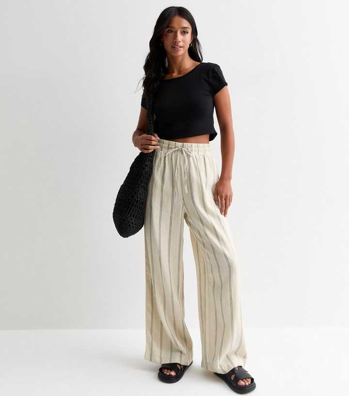 Linen Trousers New Look Trousers Womens Petite Off White Linen