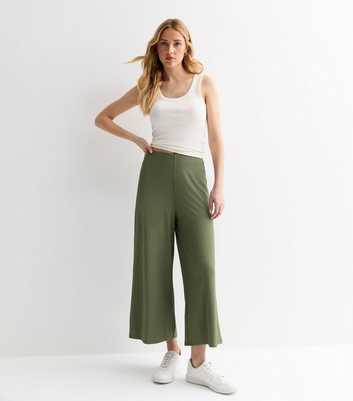 High Waist Ribbed Knit Flare Leg Trousers