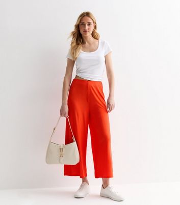 Jersey wide leg trousers with elastic waist and seam details - YAYA EU