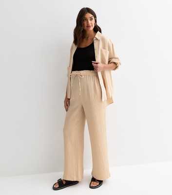 Maternity Stone Textured Cotton Elasticated Trousers