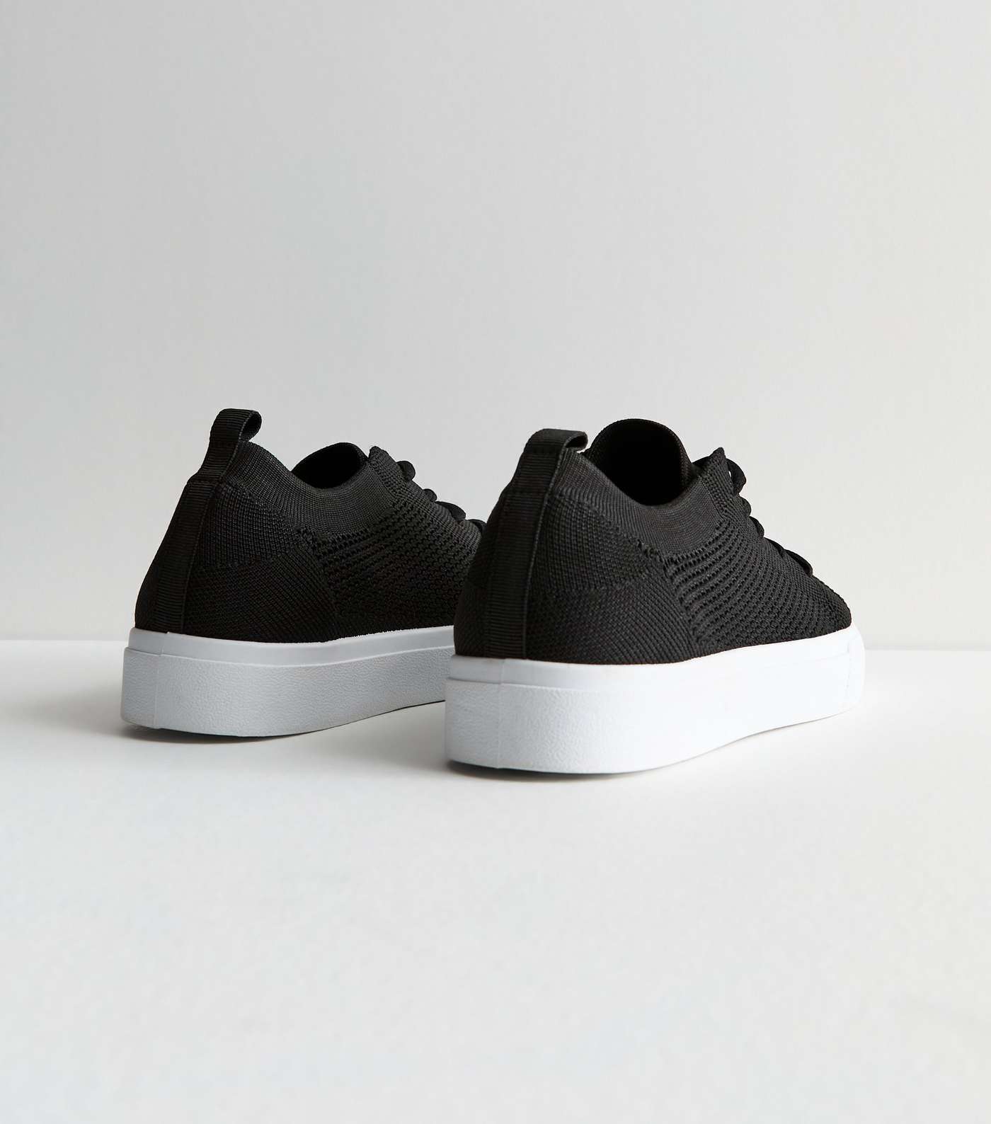 Black Knit Low Top Trainers Image 4