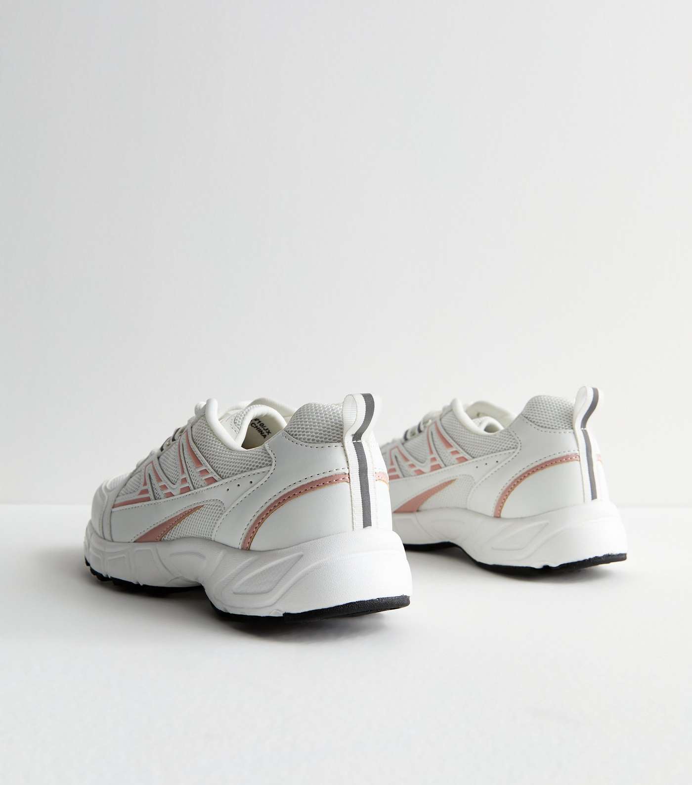 White Mesh Panelled Low Top Sports Trainers  Image 4