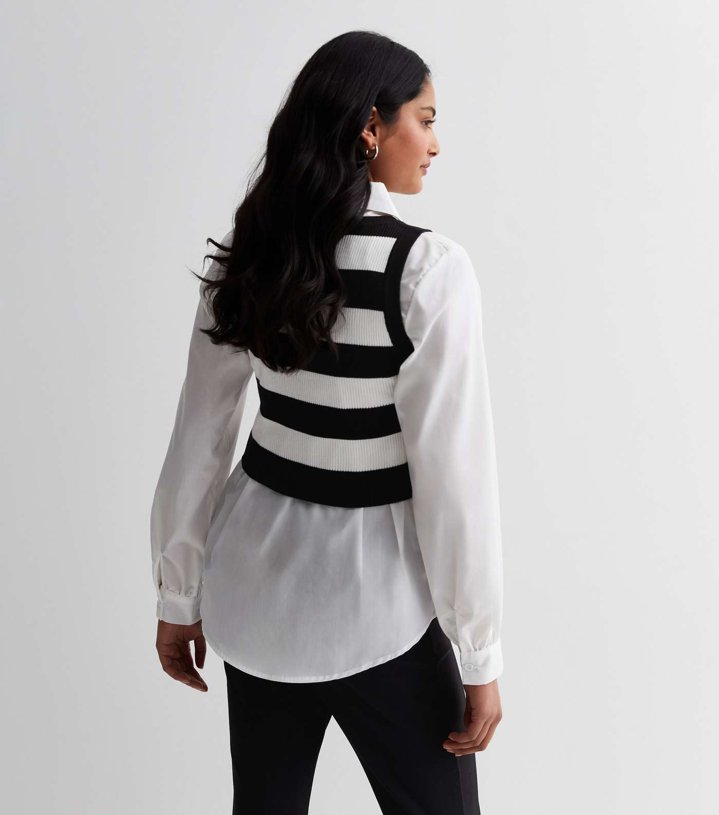 White Stripe 2 In 1 Ribbed Shirt Image 4