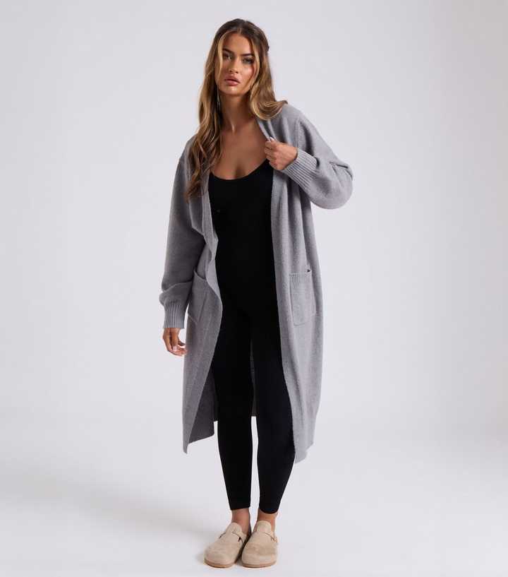 Grey Cardigan Womens Longline Cardigan Faux Knitted Long Cardigan