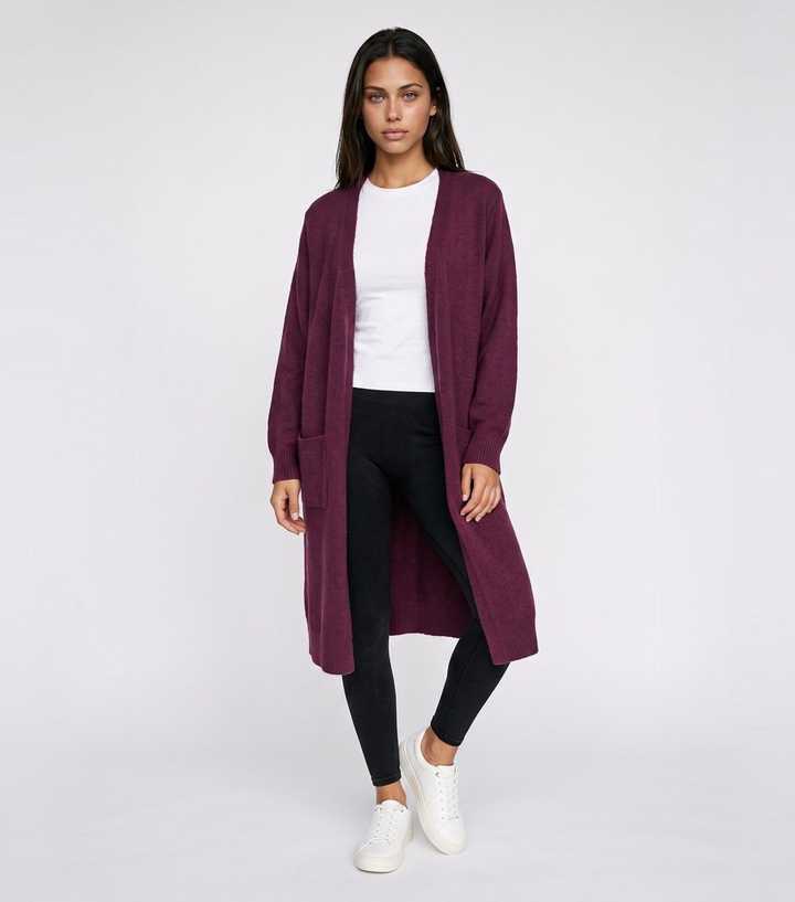 Urban Bliss Dark Burgundy Knit Longline Cardigan