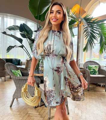 AX Paris Pale Blue Floral Print Mini Dress