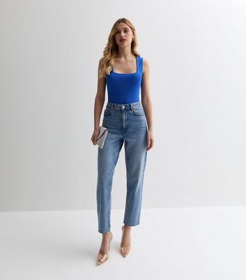 Blue Square Neck Bodysuit New Look
