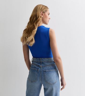 Blue Square Neck Bodysuit New Look