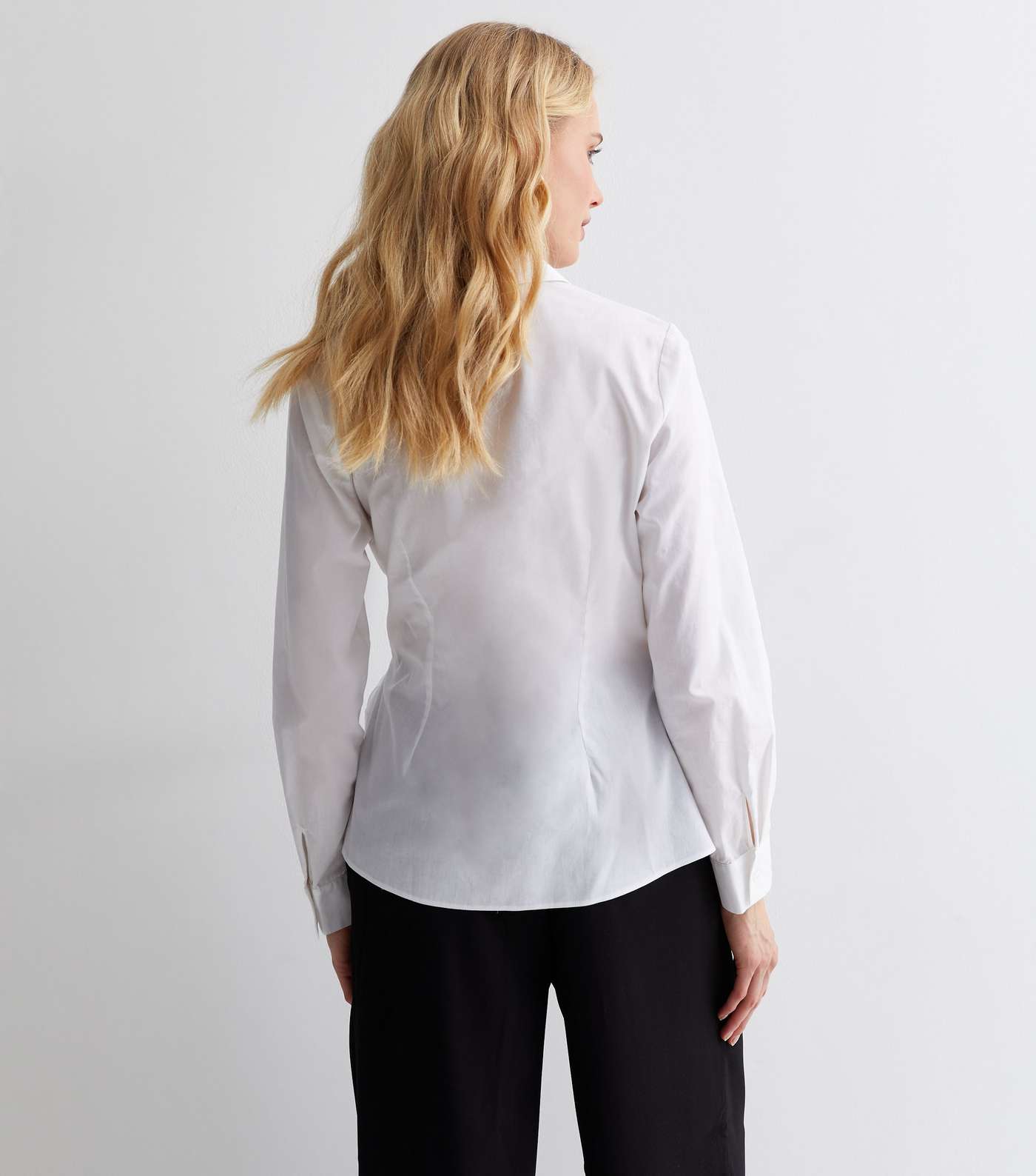 White Cotton Poplin Tie Side Shirt Image 4