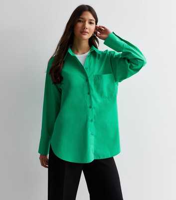 Green Poplin Oversized Shirt