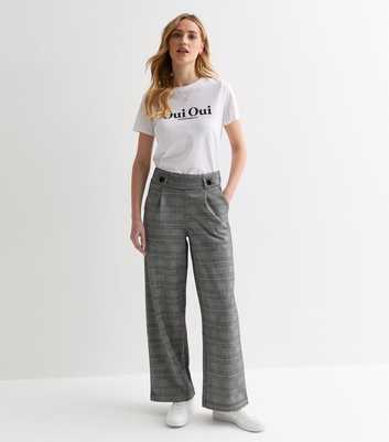 JDY Grey Check Jersey Trousers
