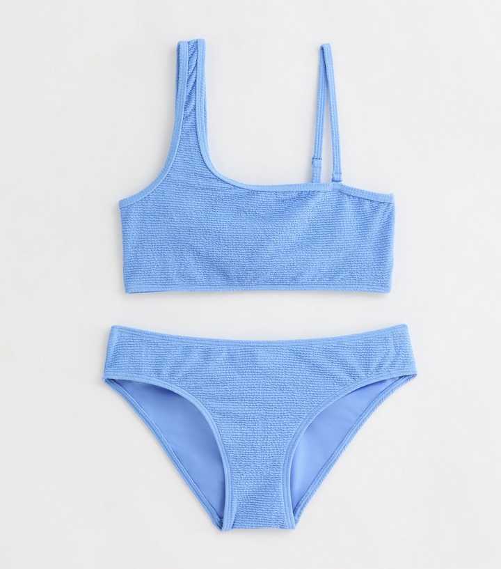 Girls Blue Textured One Shoulder Bikini Set | New Look